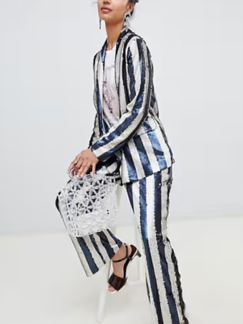 New Lost Ink Sequin Striped Pants Size Medium